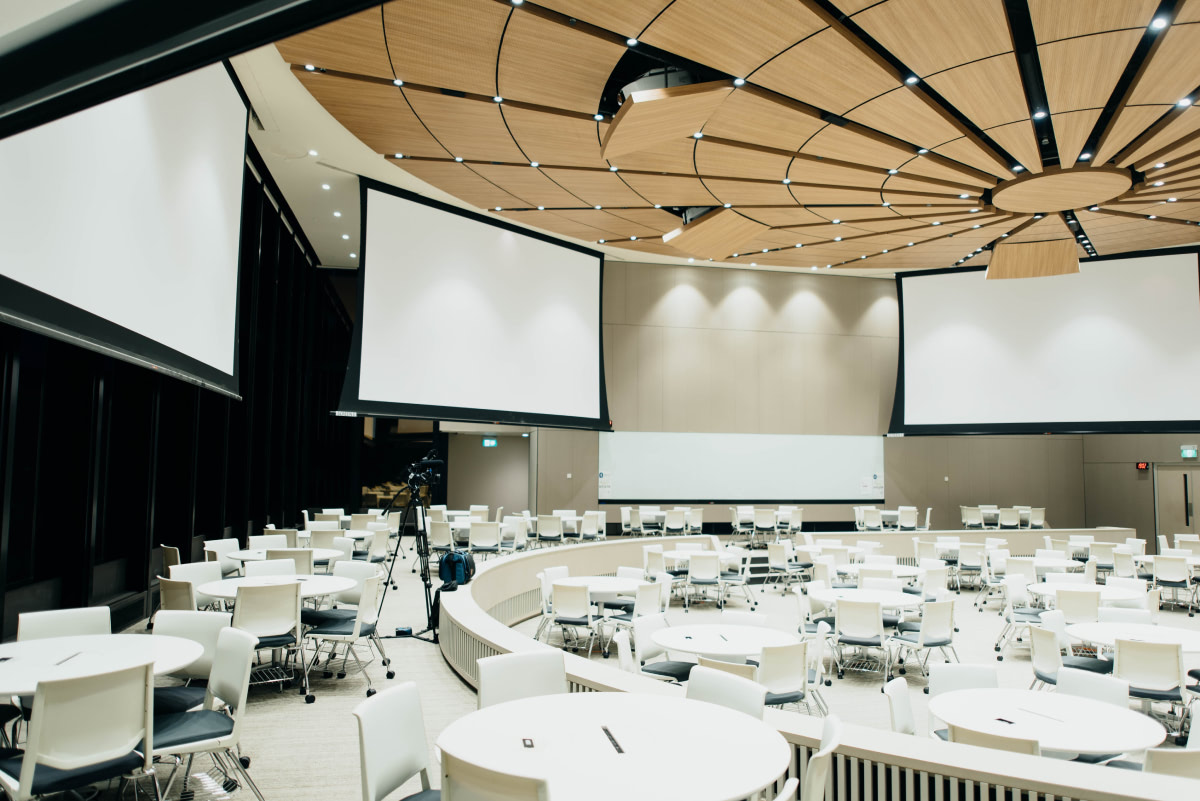 A conference room with bespoke audio visual solutions