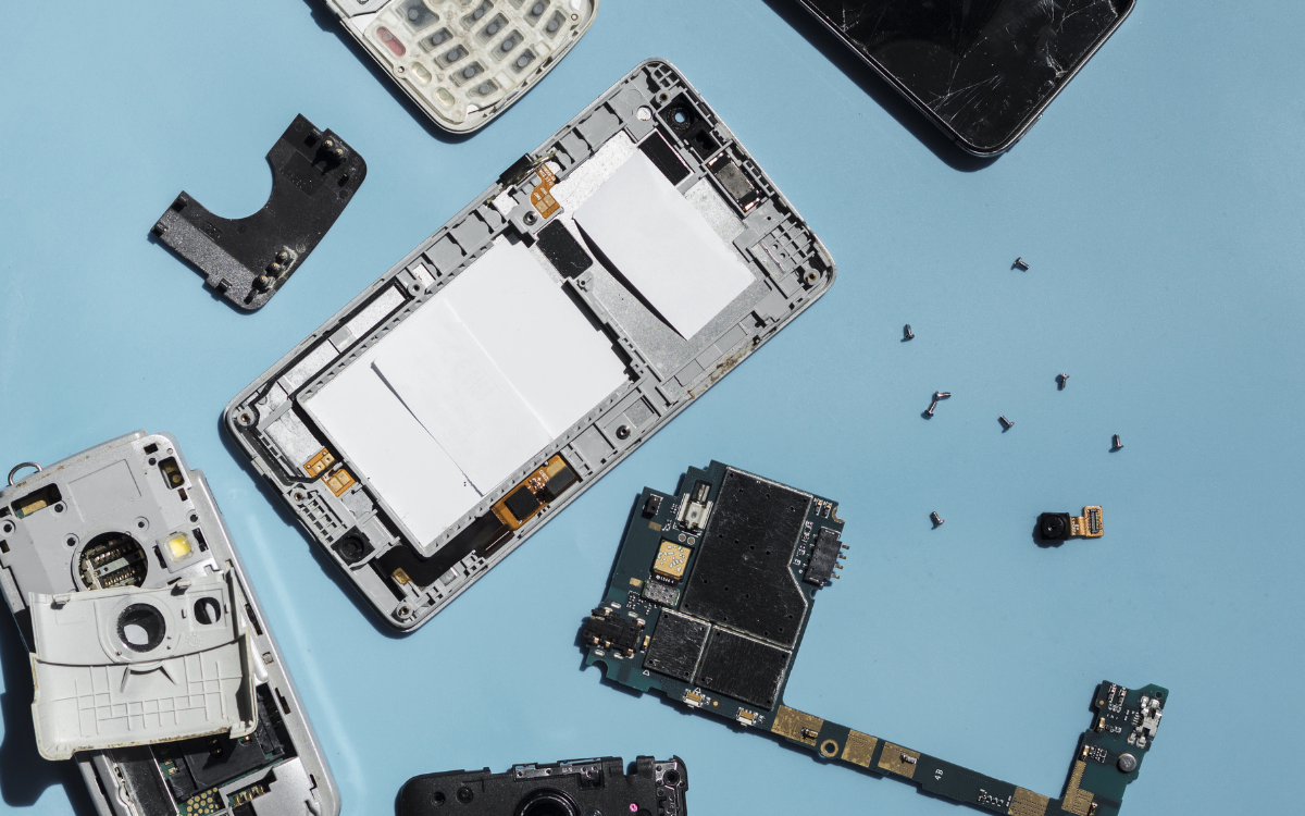 A disassembled smart phone