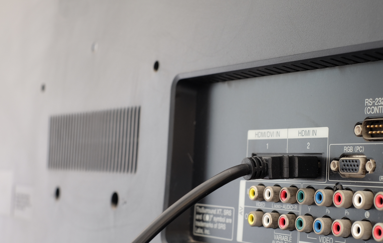 hdmi cable in the back of a tv