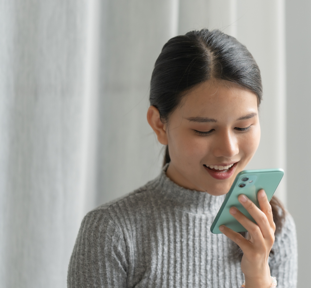woman speaking on a smartphone